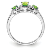 Sterling Silver Rhodium Peridot Diam. Ring